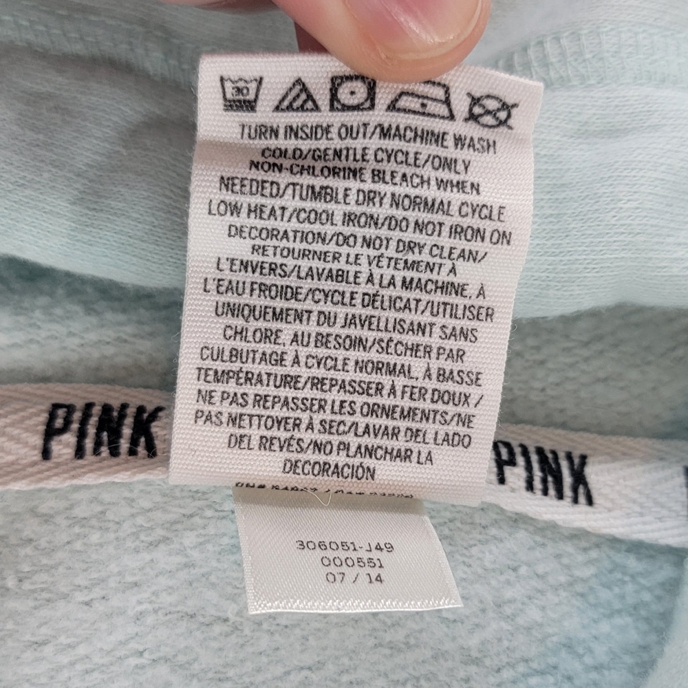 Victoria's Secret PINK Mint Green V Neck Pullover Hoodie Sweatshirt - Picture 6 of 9